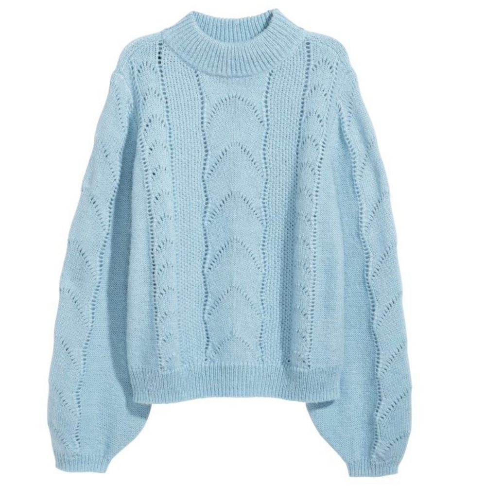 H&M Pattern-knit Sweater in Light Blue